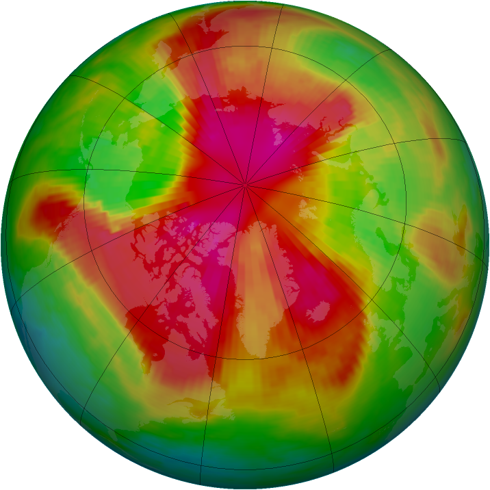 Arctic ozone map for 10 March 1989